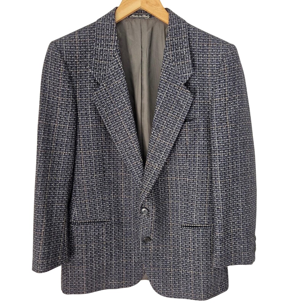 Mani by Giorgio Armani Saks Fifth Avenue Wool Blazer Grey Blue Made in Italy 39S